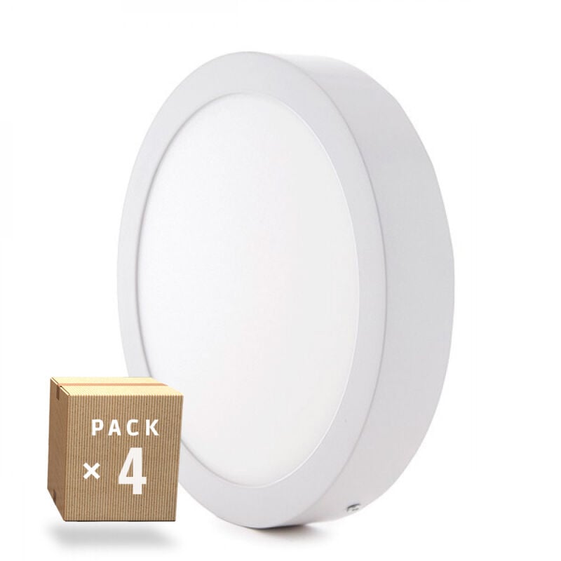 foto del prodotto greenice confezione da 4 plafoniere led 12w 930lm 6000 k superficie 40.000h gr mzmd01 12w cw pk4 ap 