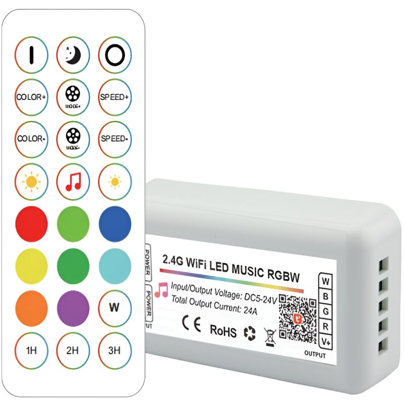 foto del prodotto greenice controller led tuya wifi 2.4g rf rgbw 24 tasti hlp ys wifi rf24 04 