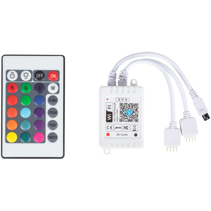 foto del prodotto greenice controllore wifi doppio striscia led rgb comptable alex google home con telecomando tb wfxb ir24 