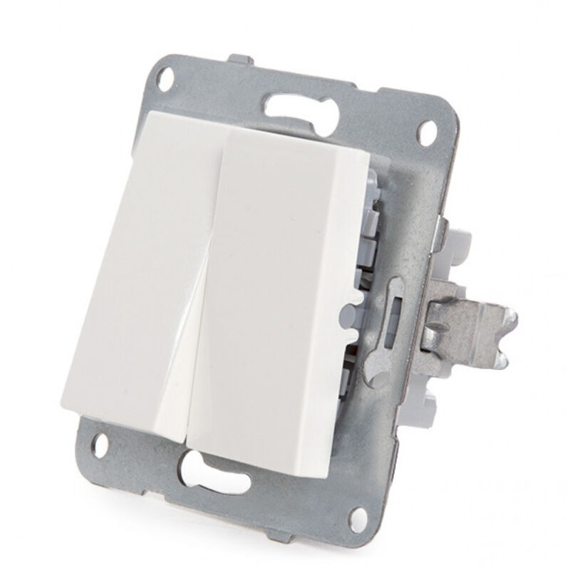 foto del prodotto greenice interruttore doppio panasonic karre 10a 250v montatura in metallolo con artigli chiave bianca