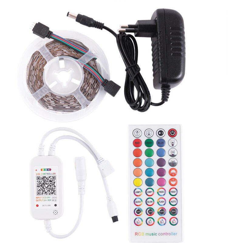 foto del prodotto greenice kit striscia 36w 1.500lm 150 led 5 metri rgb blister trasformatore, controller, controllo bluetooth ip20 40.000h ca kitrgb 5m 