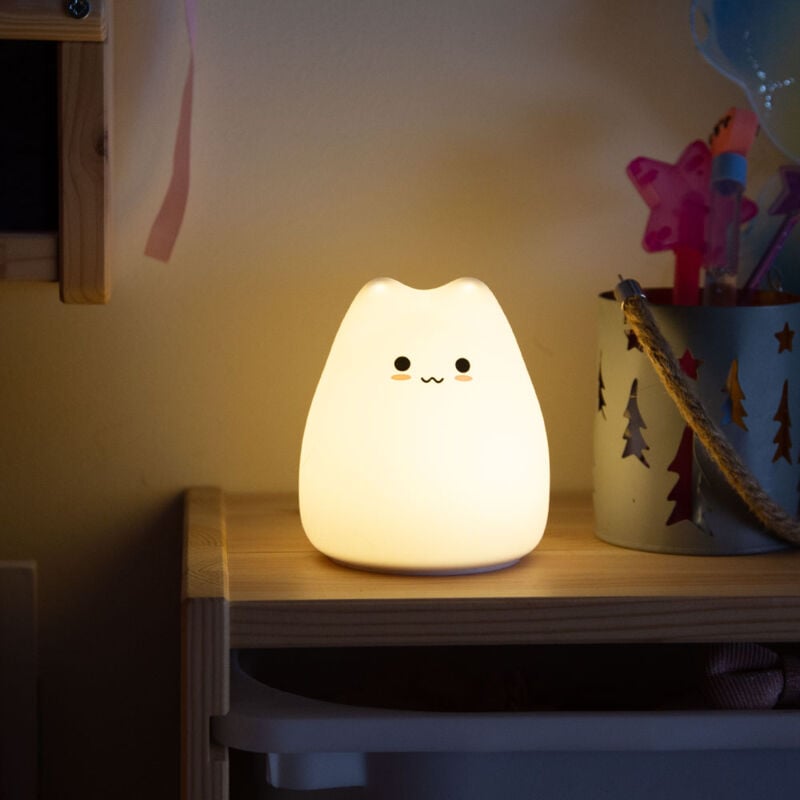 foto del prodotto greenice lampada notturna gatto per comodino bambini led, luce notturna e ricaricabile