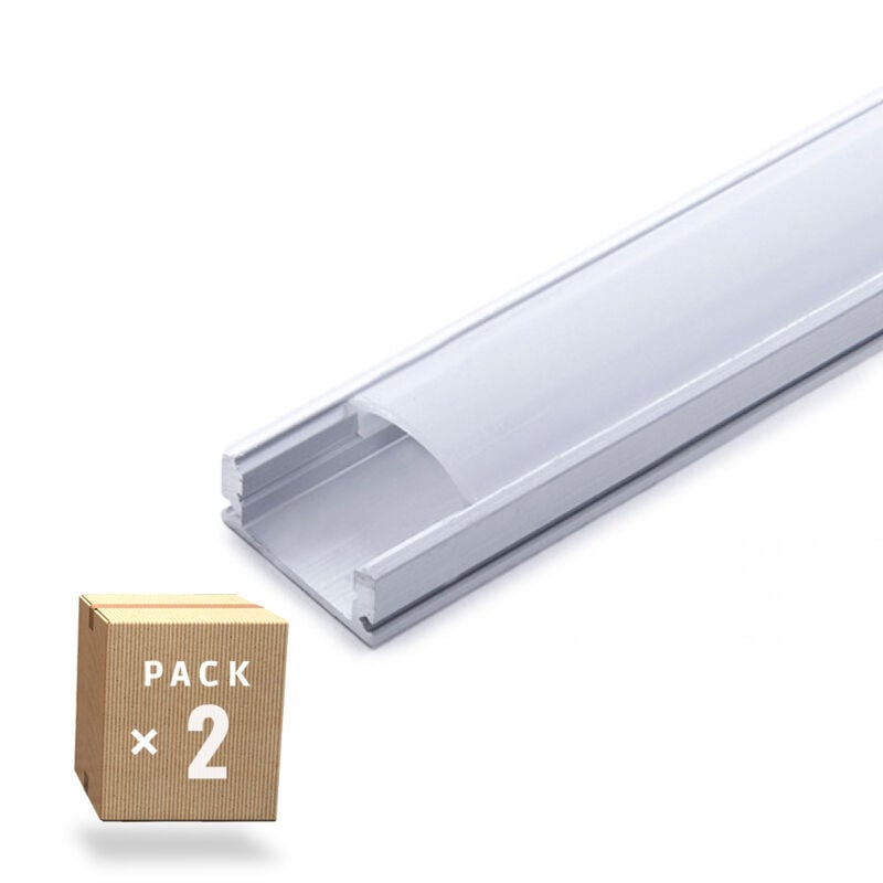 foto del prodotto greenice pacchetto 2 profilo de alluminio para leds diffusore latteo striscia 2m