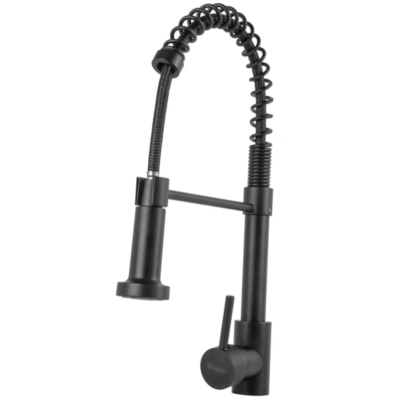 foto del prodotto greenice rubinetto da cucina in ottone zinco, nero, acqua calda fredda, tubi flessibili, bocca alta, leva singola qli fa 4319 