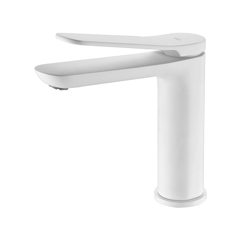 foto del prodotto greenice rubinetto del lavabo monocomando modello danimarca bocca bassa colore bianco finitura opaca imex 