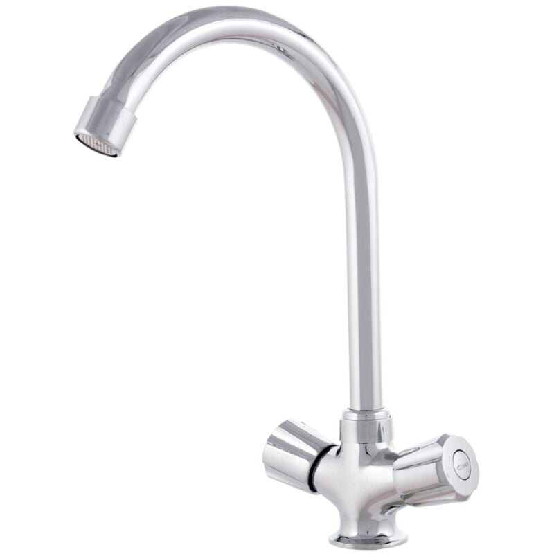foto del prodotto greenice rubinetto per lavabo in lega di zinco, cromato, acqua calda e fredda, tubi flessibili, beccuccio alto, due maniglie qli fa938 