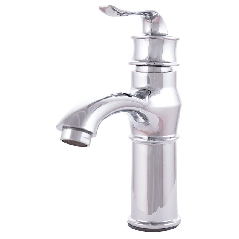 foto del prodotto greenice rubinetto per lavabo in ottone zinco, cromato, acqua calda e fredda, tubi flessibili, beccuccio basso, maniglia singola qli f