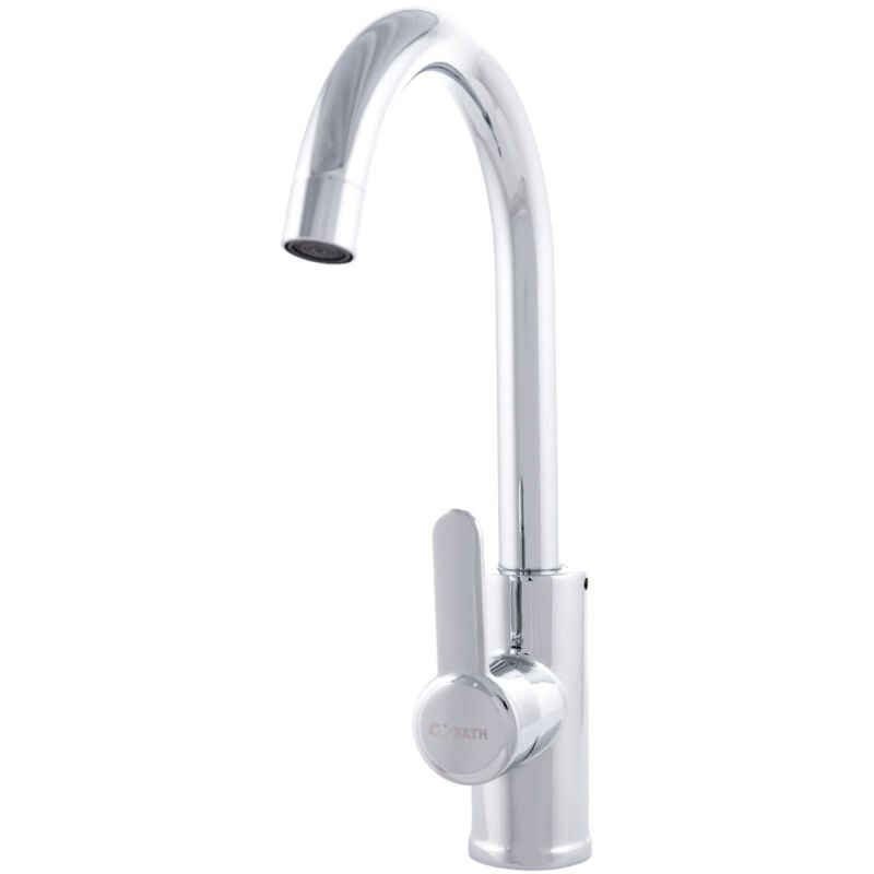 foto del prodotto greenice rubinetto per lavabo lega di zinco, cromo, acqua calda e fredda, tubi flessibili, bocca alta, maniglia singola qli fa978 