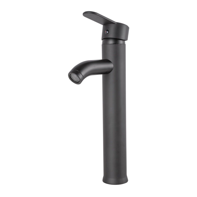 foto del prodotto greenice rubinetto per lavello in ottone zinco, nero, acqua calda fredda, tubi flessibili, bocca alta, leva singola qli fa 4214 