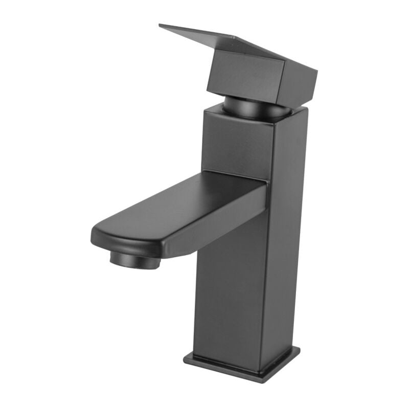foto del prodotto greenice rubinetto per lavello in ottone zinco, nero, acqua calda fredda, tubi flessibili, bocca bassa, leva singola qli fa 4311 