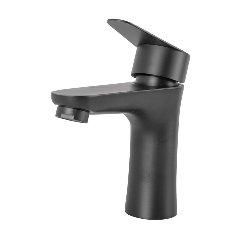 foto del prodotto greenice rubinetto per lavello in ottone zinco, nero, acqua calda fredda, tubi flessibili, bocca bassa, leva singola qli fa 4338 