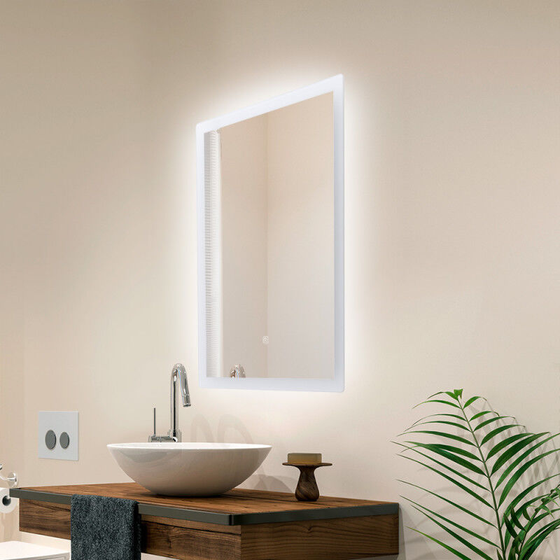 foto del prodotto greenice specchio bagno illuminato led 15w 4200 k 50x70cm interruttore tattile dimable 40.000h sun syj 16301 