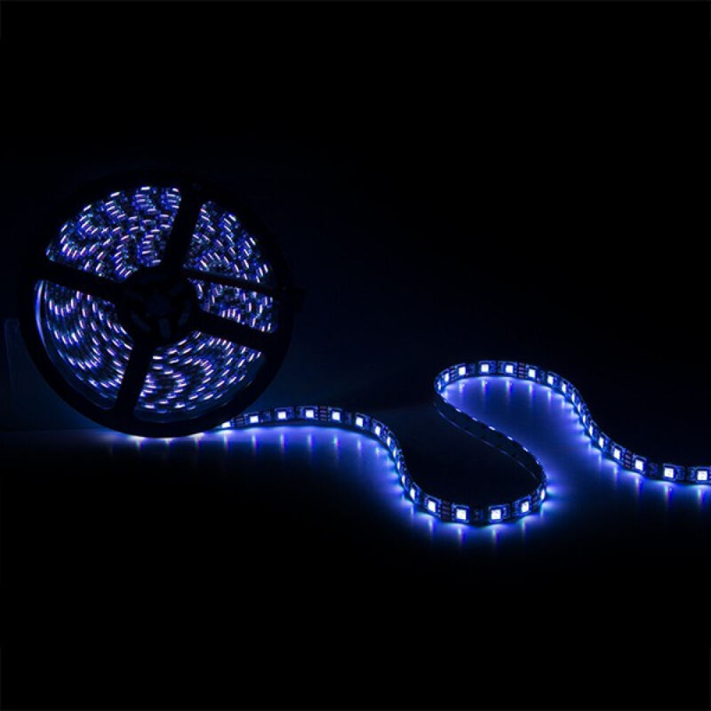foto del prodotto greenice striscia da 300 led 72w 4,200lm smd5050 12vdc ip65 nero pcb x5m 40,000h ca 5050 300 ip65 b rgb rgb