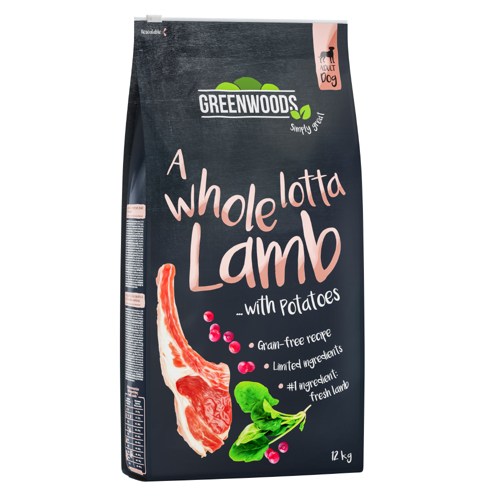 foto del prodotto greenwoods agnello con patate, spinaci e mirtilli rossi 12 kg