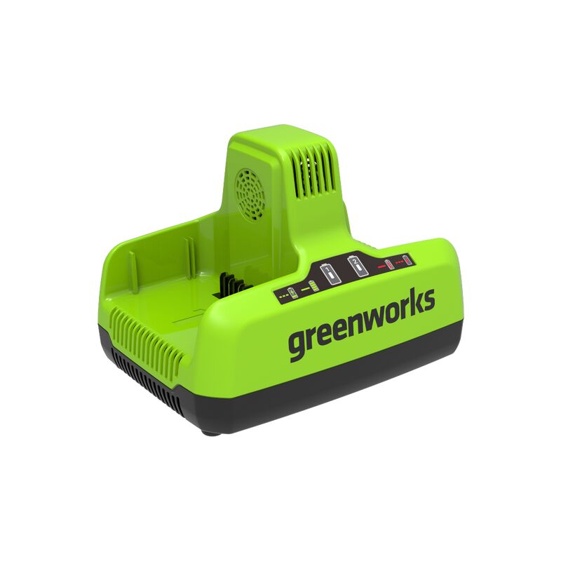 foto del prodotto greenworks caricabatterie a doppio slot da 60v 6a g60x2uc6 