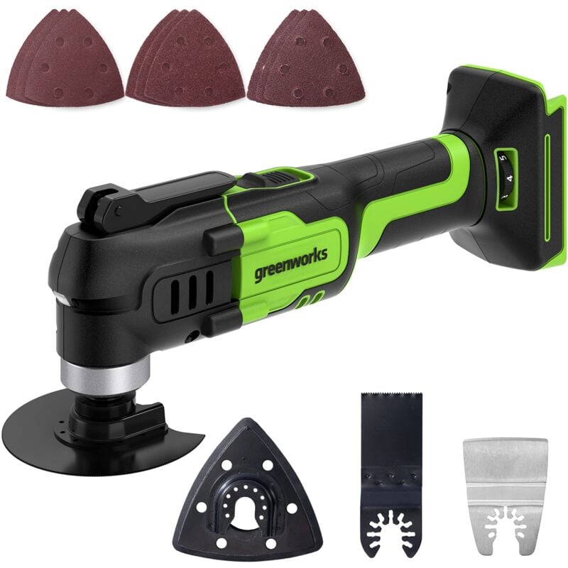 foto del prodotto greenworks g24mt utensile multifunzione a batteria oscillante 6 velocit regolabili da 5000 a 18000 con 5 accessori senza batteria e caricabatteria