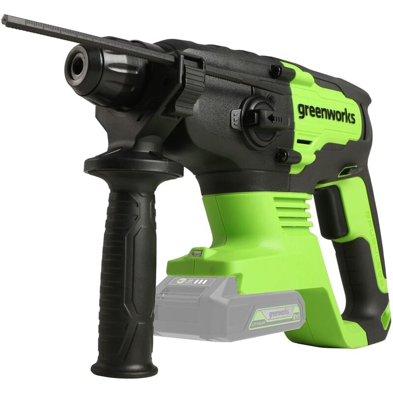 foto del prodotto greenworks gd24sds2 trapano a percussione sds a batteria, motore brushless, 0 1000 giri min, 0 4500ipm, 2 joule di coppia, senza batteria 24v e