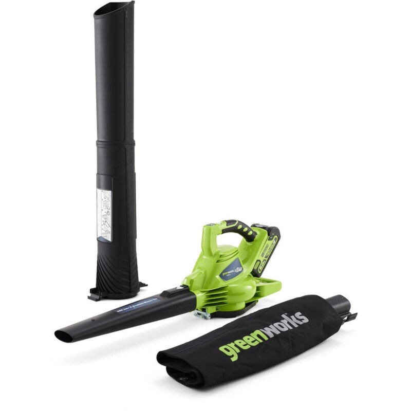 foto del prodotto greenworks gd40bv - aspiratore soffiatore di foglie a batteria 40v con batteria 4ah e caricabatterie