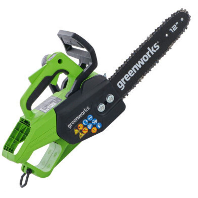 foto del prodotto greenworks motosega a batteria 48v lama 25 cm con catena autolubrificante gd48tcs