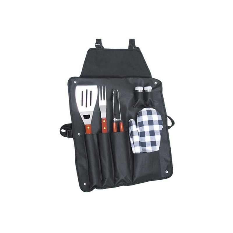 foto del prodotto grembiule con 5 accessori per barbecue 57x42