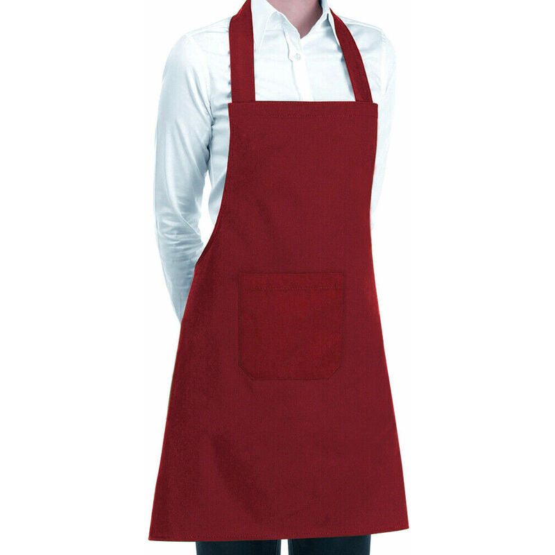 foto del prodotto grembiule cucina cotone resistente pettorina ristorante bar cameriere unisex rosso
