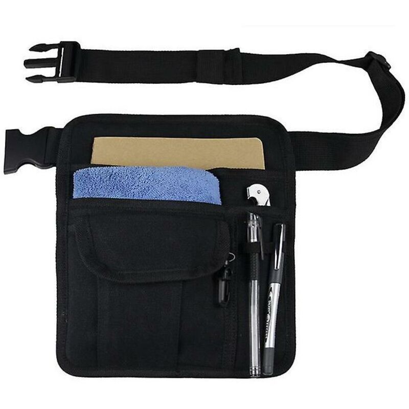 foto del prodotto grembiule da cameriere per ristorante, cameriera marsupio multiuso, tascabile, organizer per guestbook, tablet, denaro, penne e resto con coi