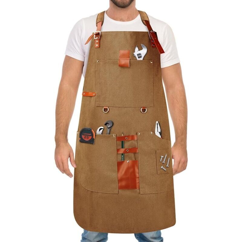 foto del prodotto grembiule da falegname per uomo, regalo per carpentiere, con 8 tasche per attrezzi, grembiule da lavoro in tela cerata resistente