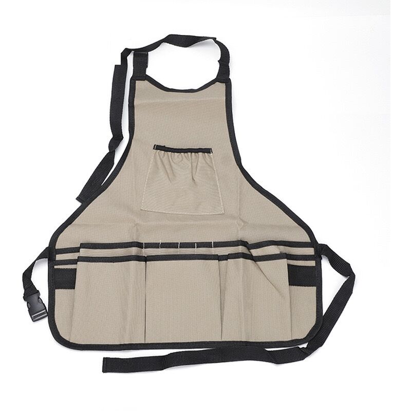 foto del prodotto grembiule da giardinaggio regolabile in tessuto oxford color cachi con tasche impermeabile e multifunzionale per carpentieri, giardinieri, donne,