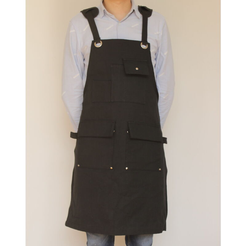 foto del prodotto grembiule da lavoro in tela resistente, tasche portautensili, spallacci regolabili nero, 65,5 x 79 cm sollbry