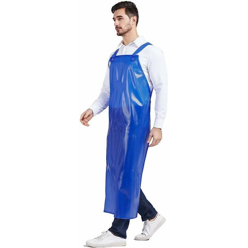 foto del prodotto grembiule impermeabile regolabile e resistente, grembiule da lavoro in gomma blu