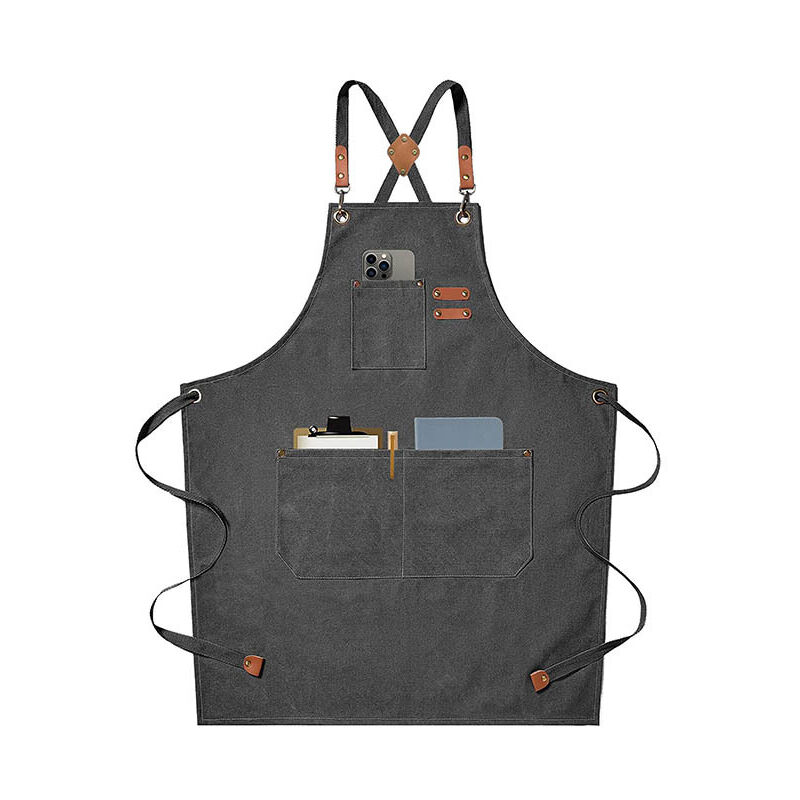 foto del prodotto grembiule in tela, grembiule in tela resistente esteso da 20 cm, motivo a croce, usato per pittura, salone di bellezza, barbecue, saldatura,