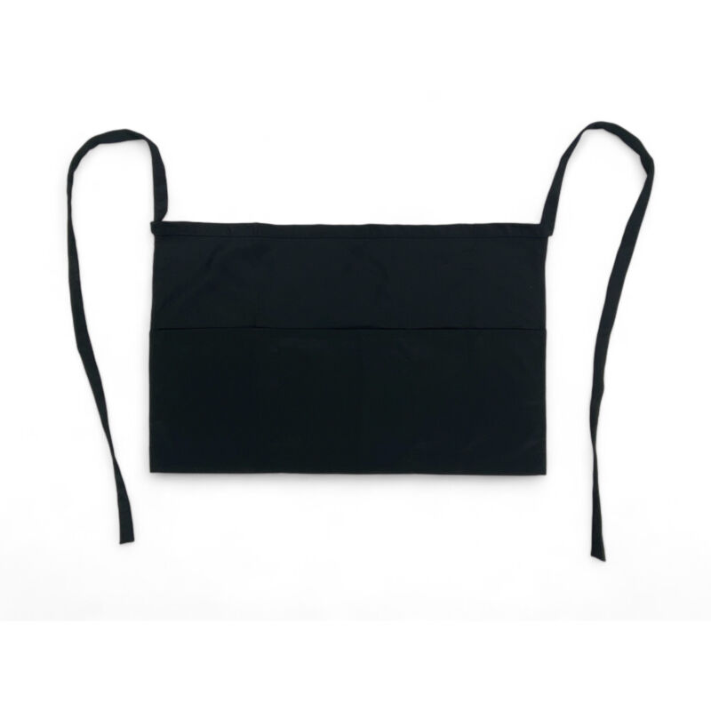 foto del prodotto grembiule nero a vita con tripla tasca gaspare, tessuto drill cotone poliestere, resistente, made in italy