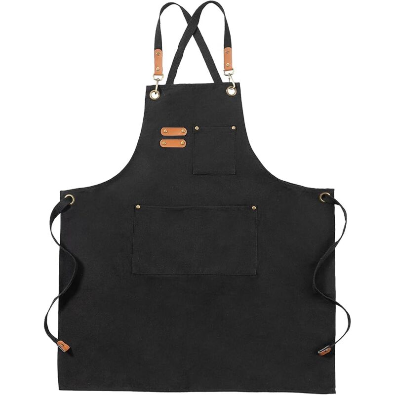 foto del prodotto grembiuli in tela, grembiuli da lavoro per uomo e donna, grembiuli da cuoco con cinturino regolabile e 3 tasche, grembiule per camerieri, cucina,