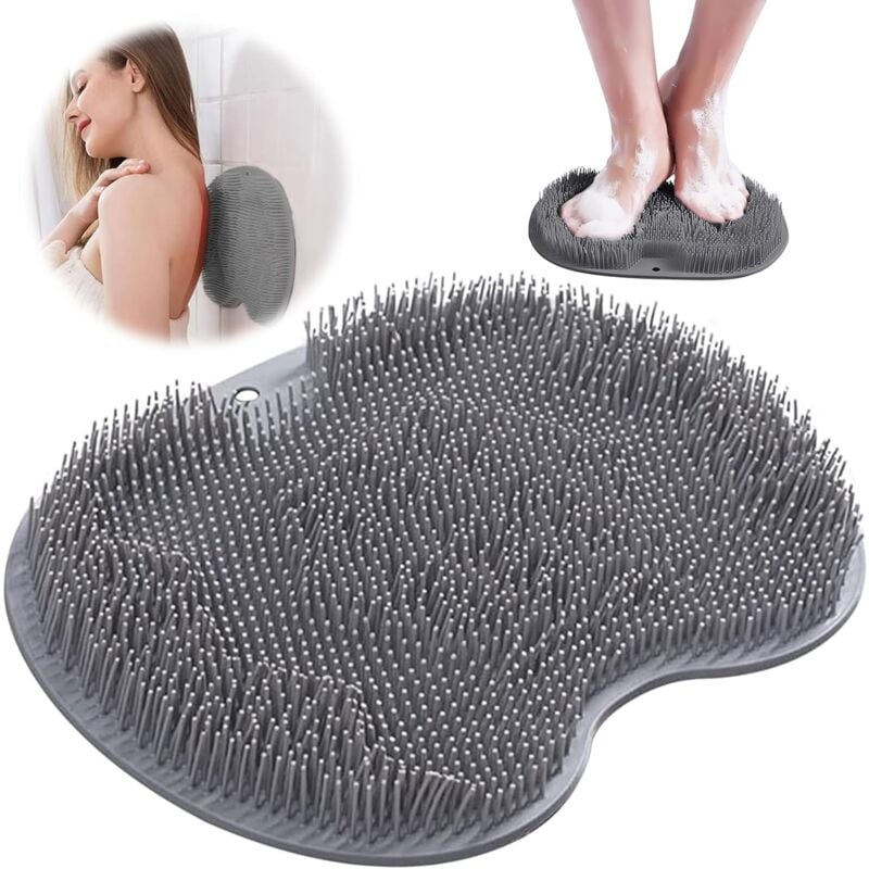 foto del prodotto grey shower foot scrubber - spazzola per il massaggio dei piedi, antiscivolo, setole morbide e resistenti all'usura, pulizia profonda dei piedi, promuovere la circolazione sanguigna, esfoliazione
