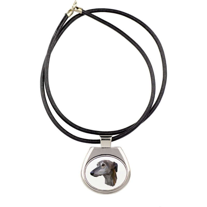 foto del prodotto greyhound, english greyhound - collana con foto e iscrizione geometrica di art-dog