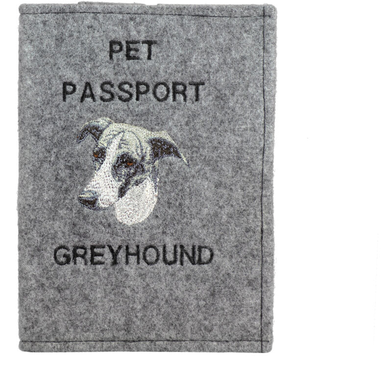 foto del prodotto greyhound, english greyhound portapassaporto per cani, portadocumenti, regalo per viaggiatori di art dog
