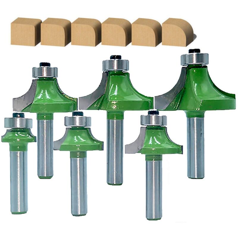 foto del prodotto grid cool set di 6 frese a estremit tonda da 8 mm con gambo arrotondato, punte per fresa con raggio ad angolo arrotondato