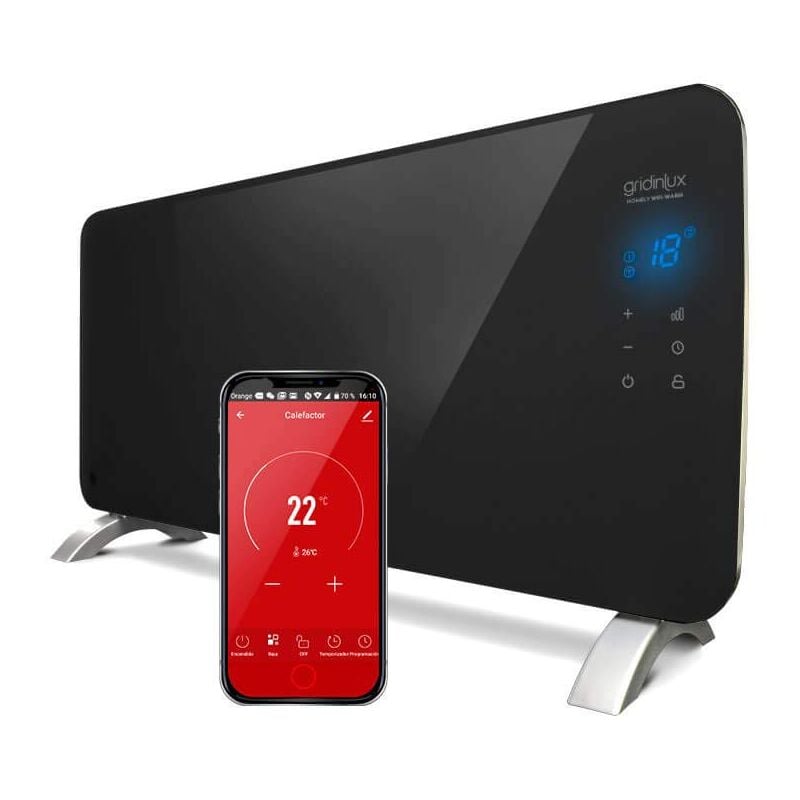 immagine 0 del prodotto gridinlux radiatore elettrico silenzioso programmabile controllo mobile app e wifi 2 potenze basso consumo adatto per bagni homely wifi warm black