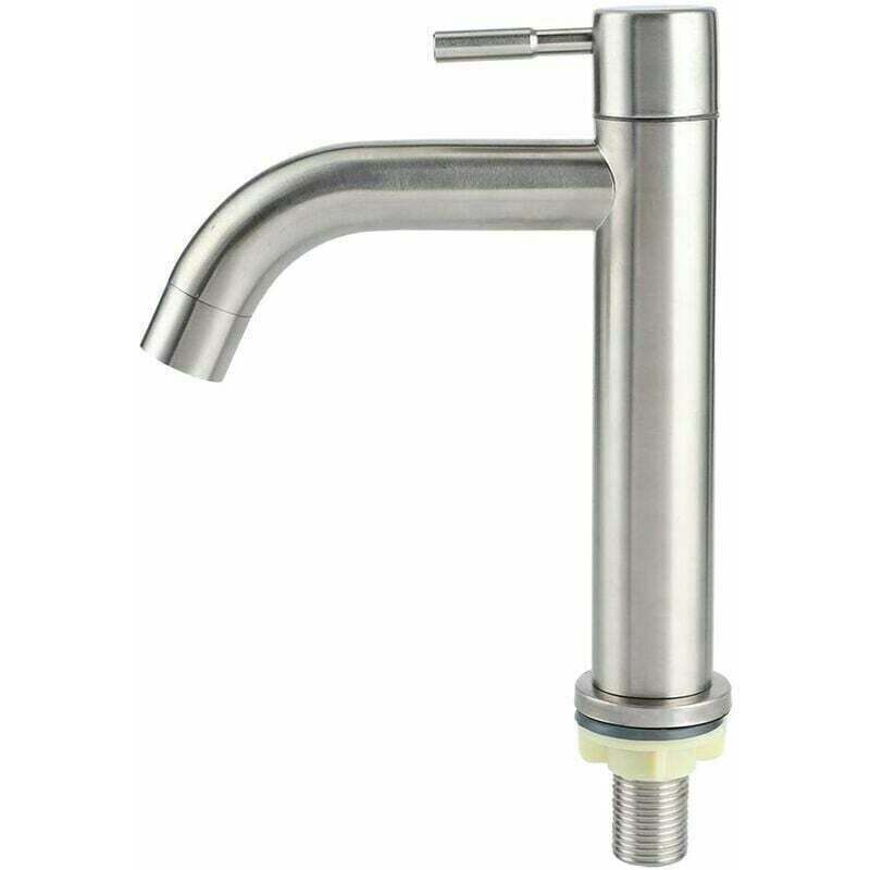 foto del prodotto grifo de agua fr a simple g1 2 de acero inoxidable cepillado con un solo orificio para lavabo grande