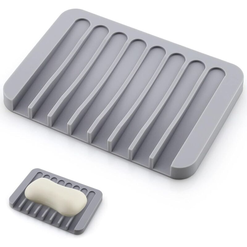 foto del prodotto grigio 1 portasapone in silicone per bagno, cucina, doccia, vasca da bagno e cucina. bebusingoto