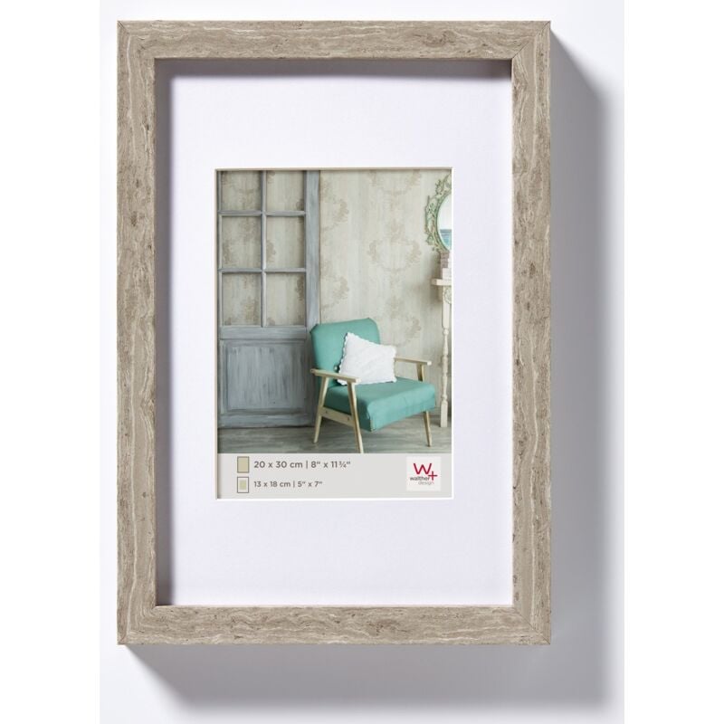 foto del prodotto grigio 70 x 100 cm vero vetro cornice in legno di stoccolma ea100d walther design