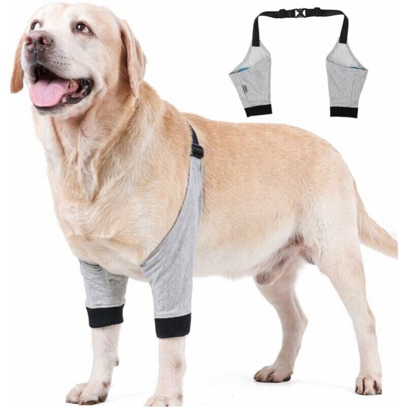 foto del prodotto grigio,l protezione per il gomito del cane manicotto regolabile per la zampa anteriore recupero da lesioni chirurgiche per animali domestici att