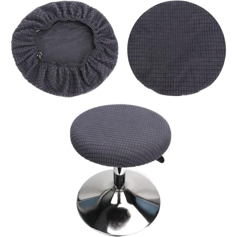 foto del prodotto grigio set di 2 coprisgabelli rotondi, coprisgabelli rotondi da bar, lavabili e facili da pulire, morbidi e resistenti, adatti per sgabelli da 35 42