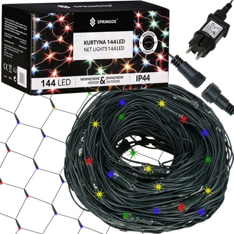foto del prodotto griglia 144led luci di natale tenda luminosa grande 5x2m girlanda multi