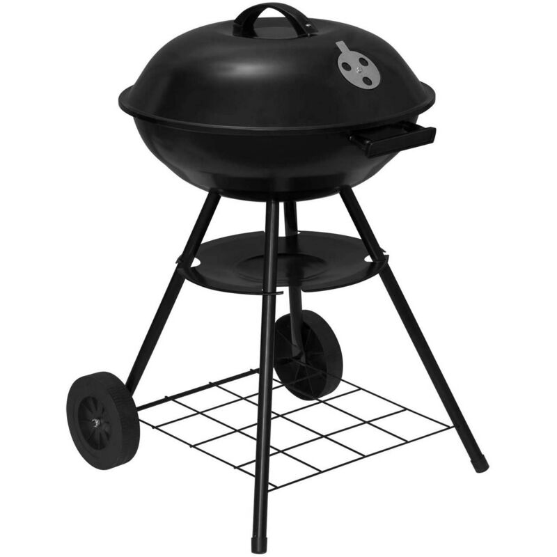 foto del prodotto griglia a carbone con ruote per giardino campeggio, nera 190000941