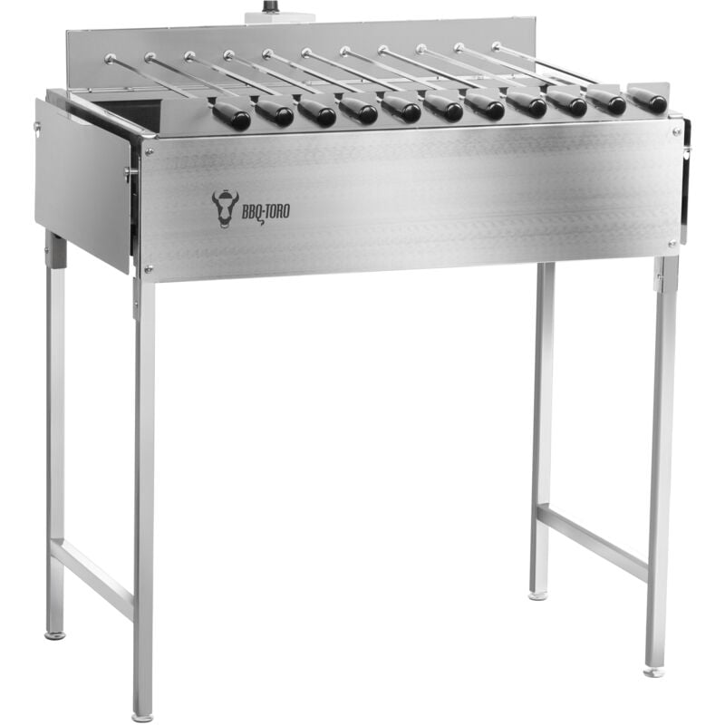 foto del prodotto griglia a carbonella in acciaio inox con attacco per spiedini 11 spiedini e motore bbq toro