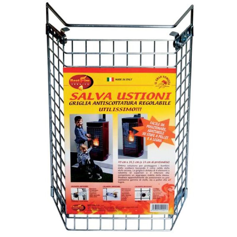 foto del prodotto griglia antiscottatura salva ustioni stufe a pellet e legna lux regolabile 49x34,5 cm