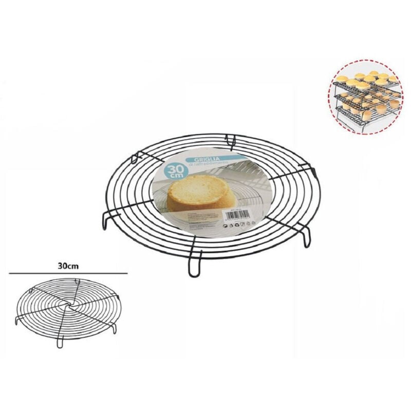 foto del prodotto griglia di raffreddamento per torta dolci biscotti tonda 30cm con piedini 74150 trade shop traesio