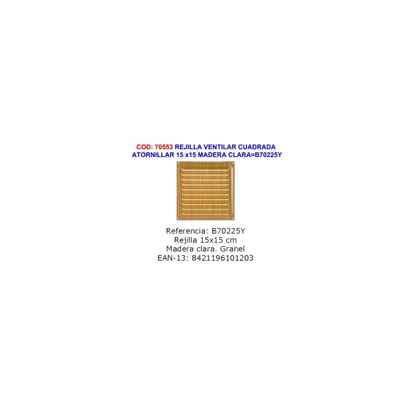 foto del prodotto griglia di ventilazione da avvitare brinox 15 x 15 legno chiaro b70225y