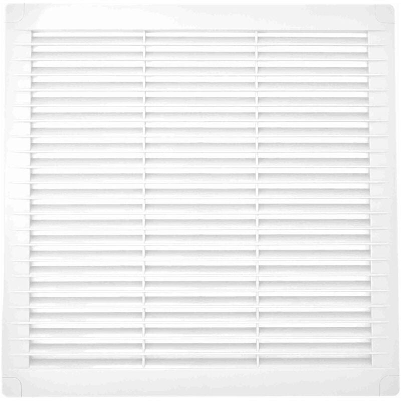 foto del prodotto griglia di ventilazione quadrata con tappi e zanzariera realizzata in abs di colore bianco 30x30x0,7cm edm